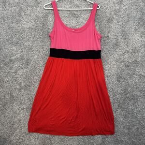 Bailey 44 Dress Womens Large Pink Red Black Sleeveless Tank Colorblock Made USA